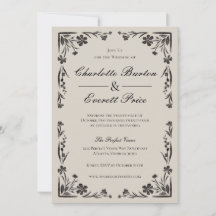 Invitación de Moody Black Floral Wedding