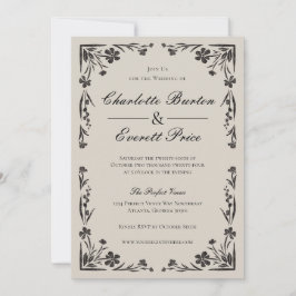 Invitación de Moody Black Floral Wedding