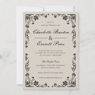 Invitación de Moody Black Floral Wedding