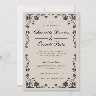 Invitación de Moody Black Floral Wedding