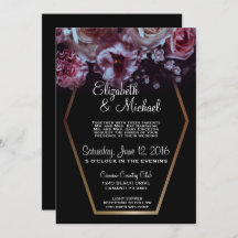 Invitación de Moody Floral y Black Wedding