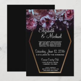 Invitación de Moody Floral y Black Wedding