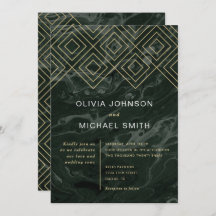 Invitación de Moody Hues Emerald Green Marble Wedd