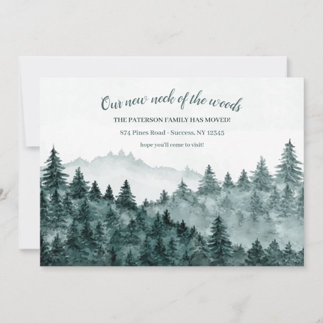Invitación de movimiento de acuarela de Woods (Anverso)