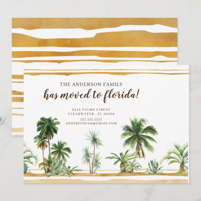 Invitación de movimiento de árbol de palmas de col (Anverso / Reverso)