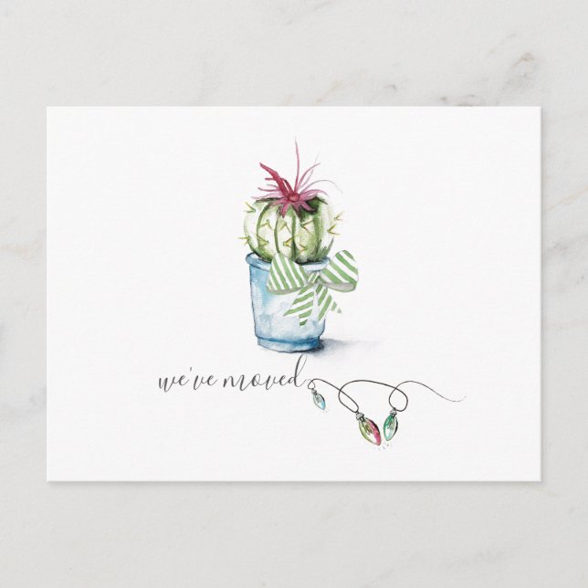 Invitación de movimiento de Cactus de acuarela cúp (Anverso)