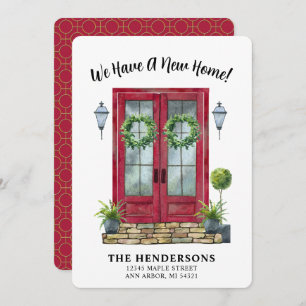 Invitación de movimiento de casa con puerta roja m