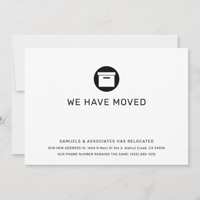 Invitación de movimiento de empresa minimalista (Anverso)