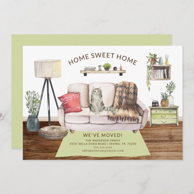 Invitación de movimiento de gato Ragamuffin (Anverso / Reverso)