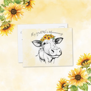 Invitación de movimiento de girasol de vaca con ma