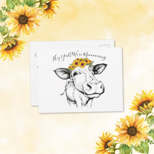 Invitación de movimiento de girasol de vaca con ma