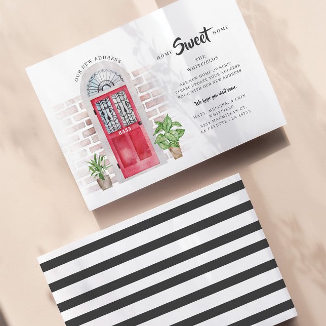 Invitación de movimiento de la puerta roja de colo (Moving Address Announcement Red Door Chic Card)