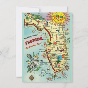 Invitación de movimiento de mapas de Florida vinta