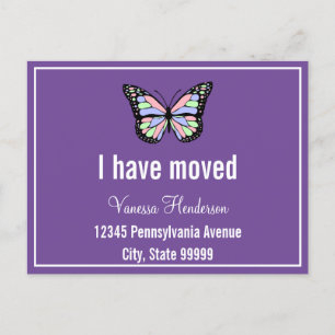 Invitación de movimiento de mariposa blanca púrpur
