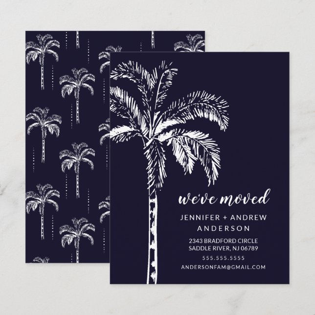 Invitación de movimiento de palmeras modernas (Anverso / Reverso)