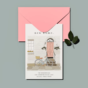 Invitación de movimiento de puerta rosa ilustrada