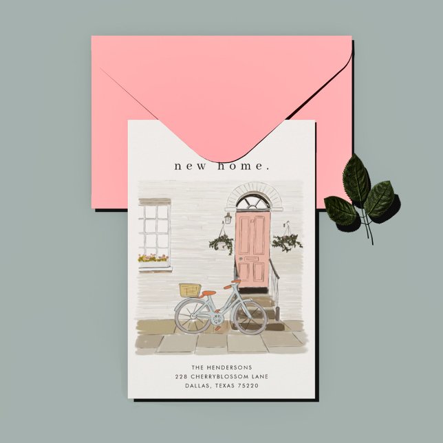 Invitación de movimiento de puerta rosa ilustrada (Subido por el creador)