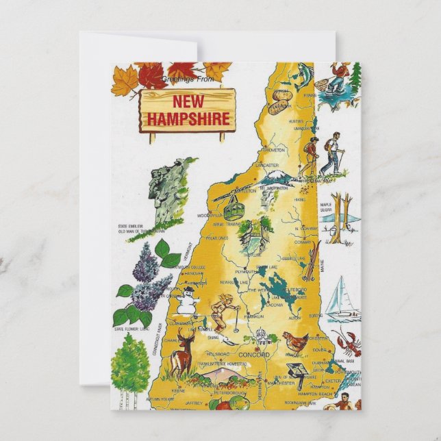 Invitación de movimiento del mapa de Nuevo Hampshi (Anverso)