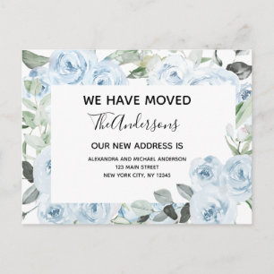 Invitación de movimiento floral azul turbulenta y 