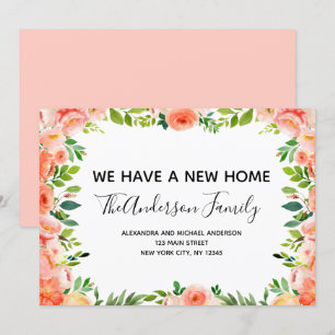 Invitación de movimiento floral de coral de Peach