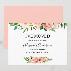 Invitación de movimiento floral de coral de Peach