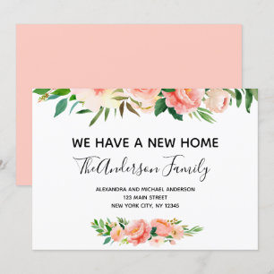 Invitación de movimiento floral de coral de Peach