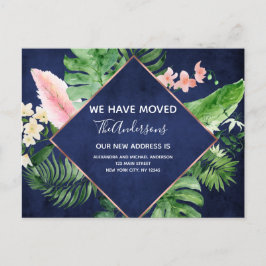 Invitación de movimiento floral tropical azul de l