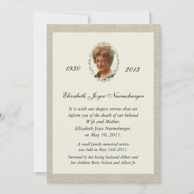 Invitación de muerte de la foto de aspecto de líne (Anverso)
