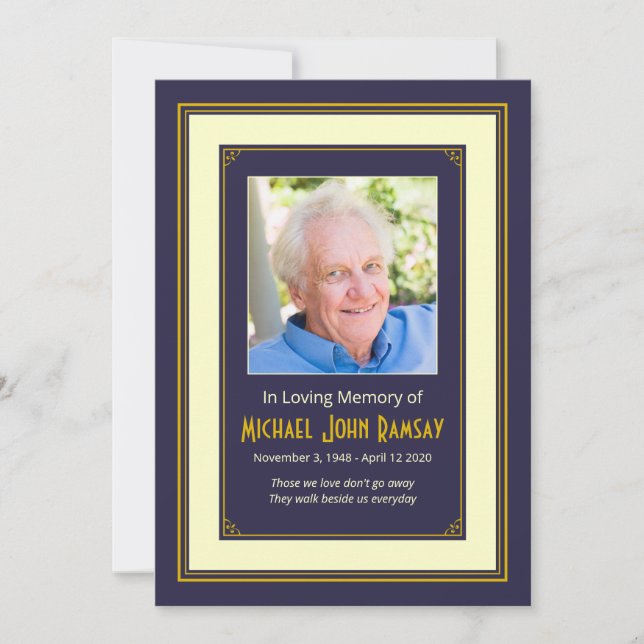 Invitación de muerte de la foto de marfil de oro a (Anverso)