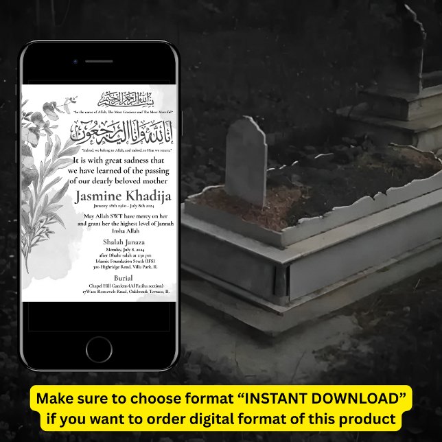 Invitación de muerte musulmana Oración Janaza (Subido por el creador)