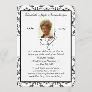 Invitación de muerte tradicional negra y blanca