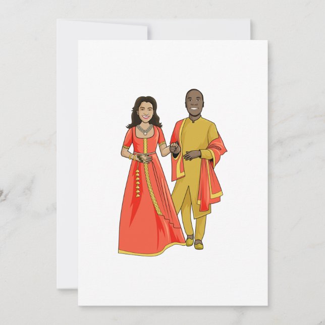 Invitación de mujer india y hombre afroamericano (Anverso)