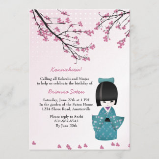 Invitación de muñeca kokeshi
