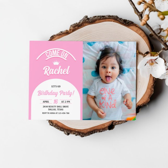 Invitación de muñeca rosa caliente, foto de Fiesta (Subido por el creador)