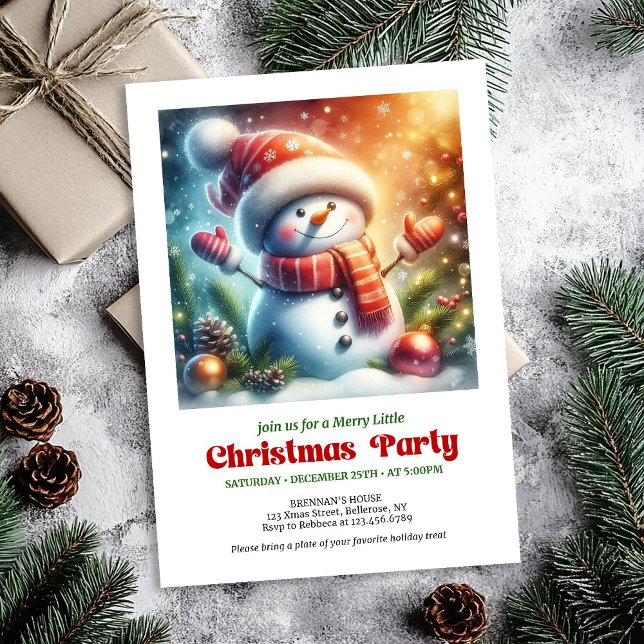 Invitación de muñeco de nieve de dibujos animados  (Cozy cartoon snowman invite holiday cheer printable

)