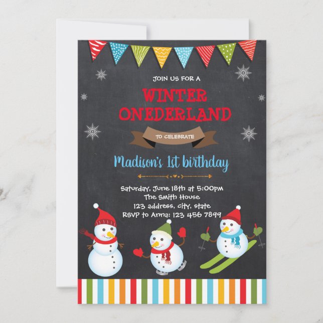 Invitación de muñeco de nieve de Navidad (Anverso)