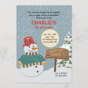 Invitación de muñeco de nieve del Polo Norte