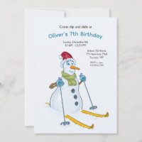 Invitación de muñeco de nieve para fiesta de esquí