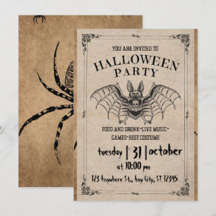 Invitación de murciélago gótico vintage de la fies