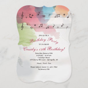 Invitación de música en papel de acuarela