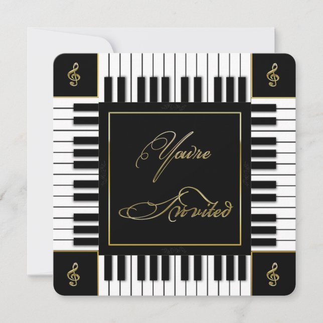 INVITACIÓN DE MÚSICA (TECLADO DE PIANO) (Anverso)