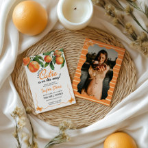 Invitación de naranja Baby Shower con foto