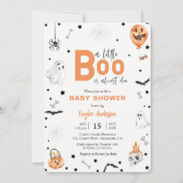 Invitación de naranja de Little Boo de Baby Shower