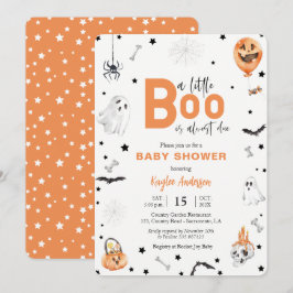 Invitación de naranja de Little Boo de Baby Shower