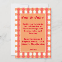 Invitación de Naranja y boda rosada de mediados de
