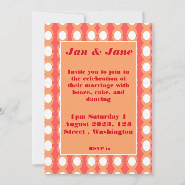 Invitación de Naranja y boda rosada de mediados de (Anverso)