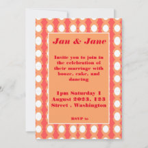 Invitación de Naranja y boda rosada de mediados de