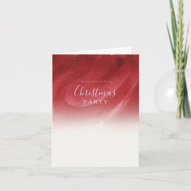 Invitación de Navidad abstracta roja y dorada eleg (Anverso)