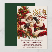 Invitación de Navidad Afroamericana Santa Bebé