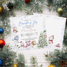 Invitación de Navidad Alegre para Bebé con Muñeco 